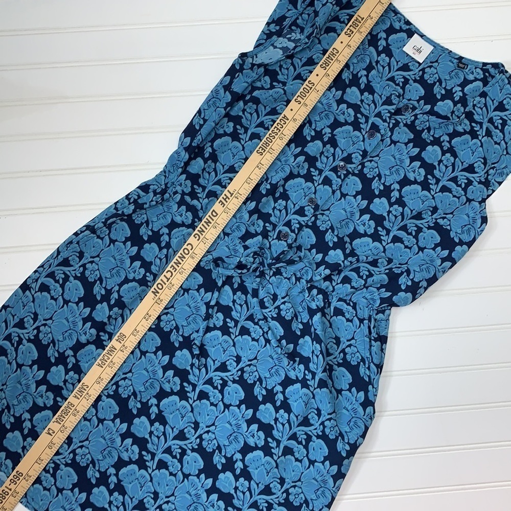 Cabi Java Blue Floral Drawstring Waist Dress Euc … - image 8